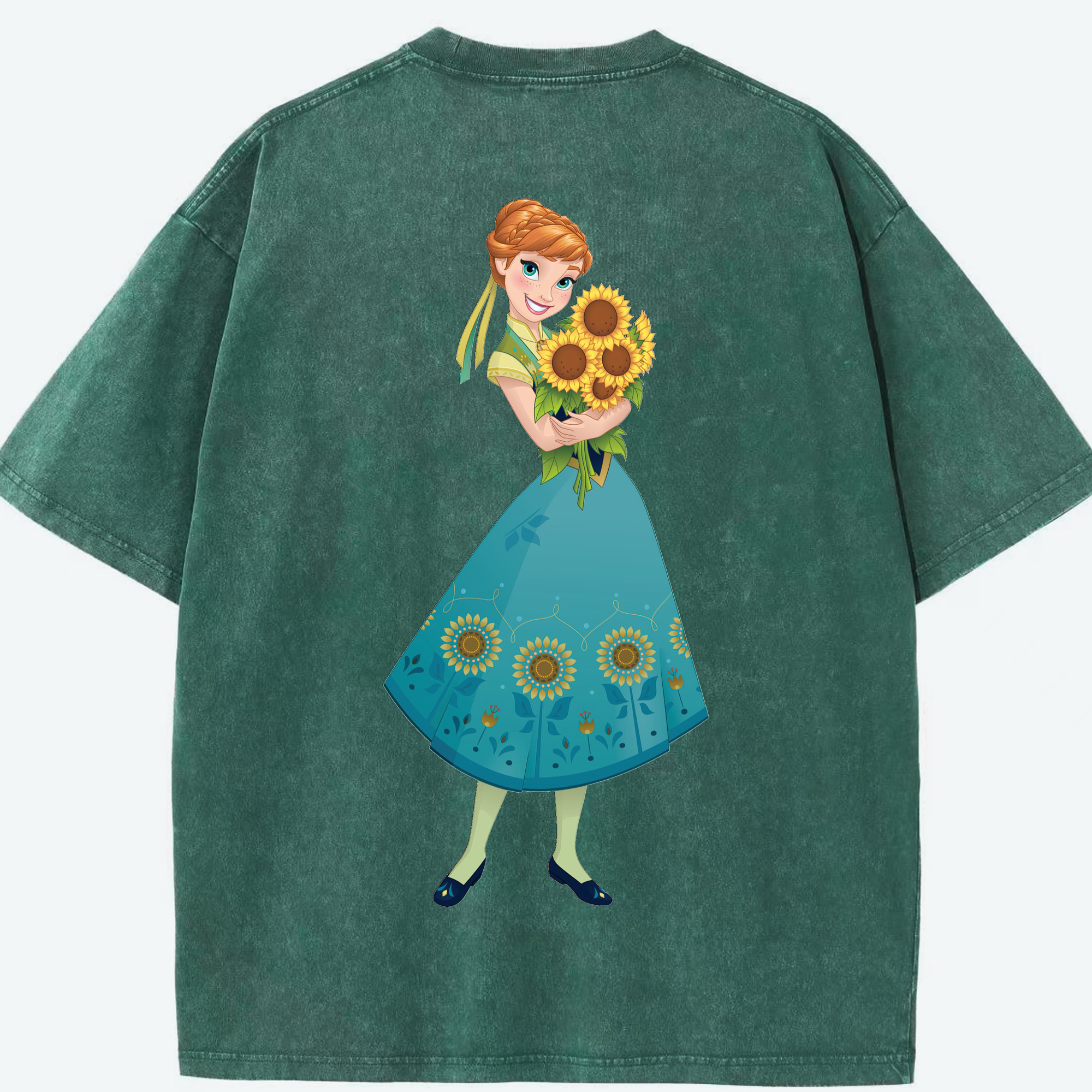 （画像用） アナと雪の女王 アンナ エルサ Frozen Anna Elsa 綿100% ヴィンテージ風 半袖Tシャツ（背面プリント）